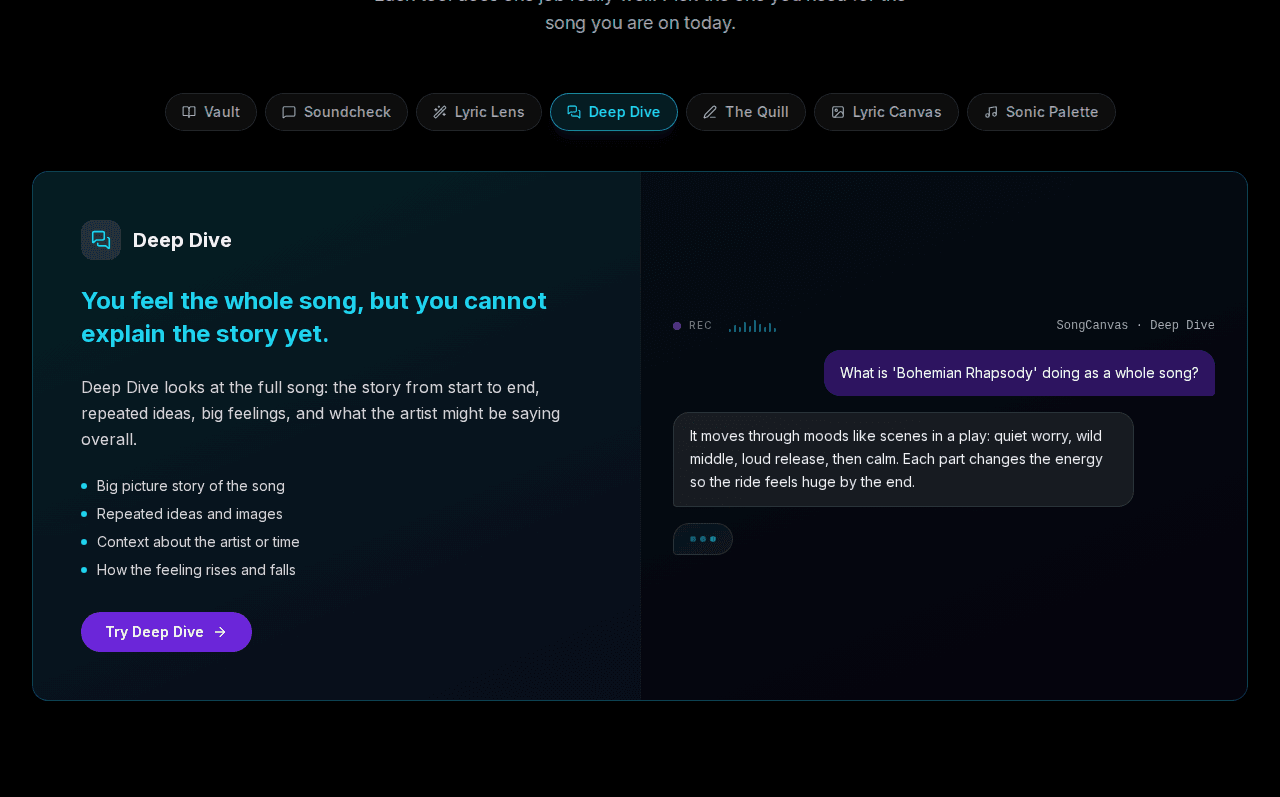 Deep Dive explaining the story of a whole song