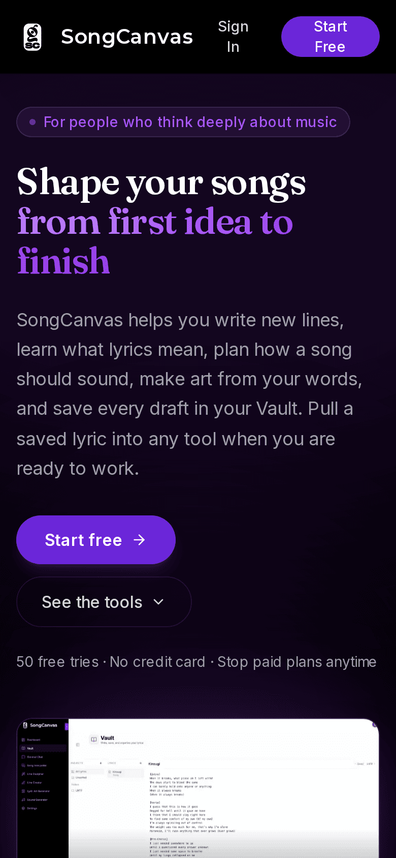 SongCanvas on a phone